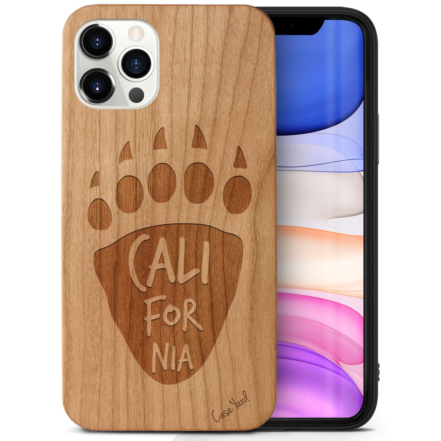 Cali Paw Wooden Laser Engraved Phone Case