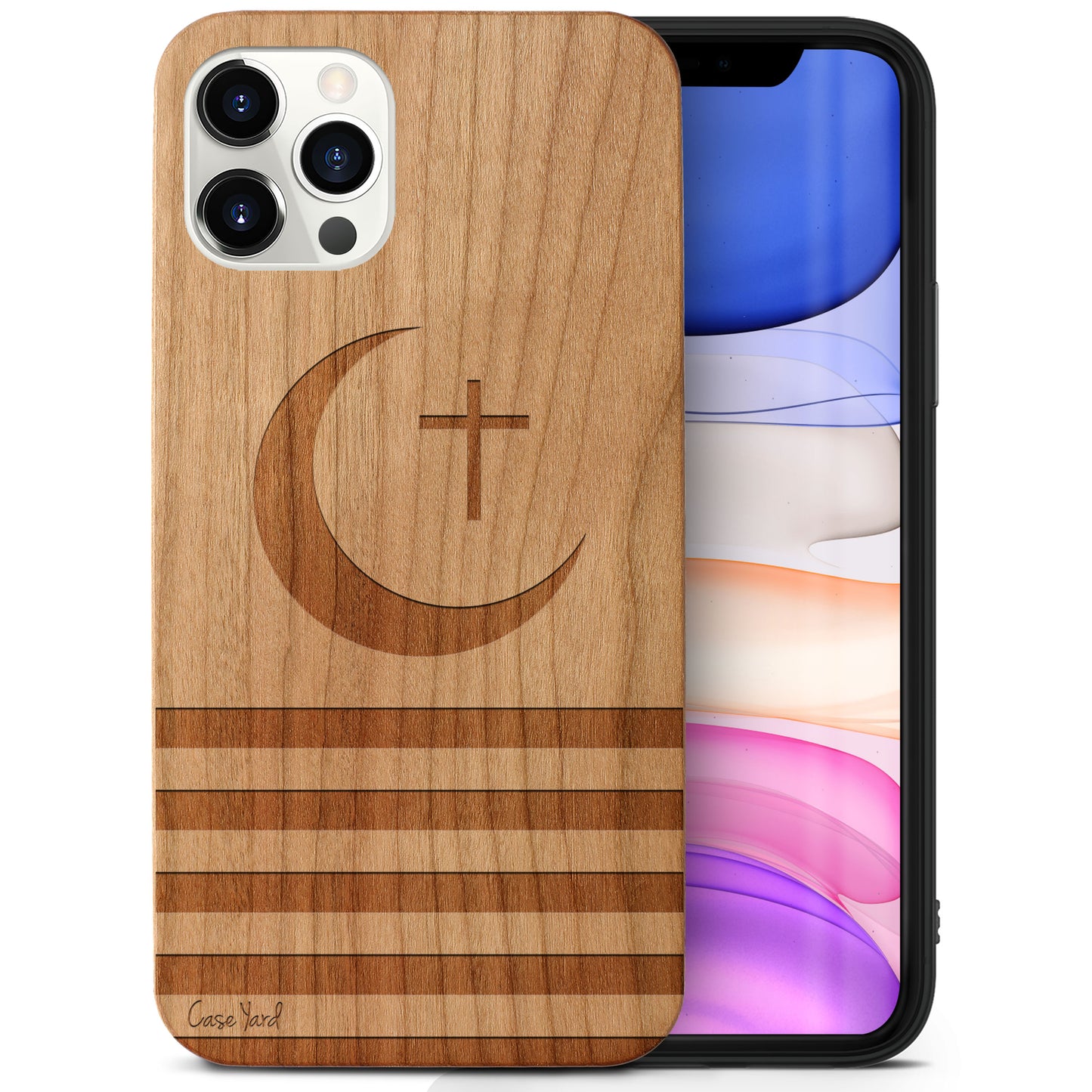 Wooden Cell Phone Case Cover, Laser Engraved case for iPhone & Samsung phone Cressent Moon Design