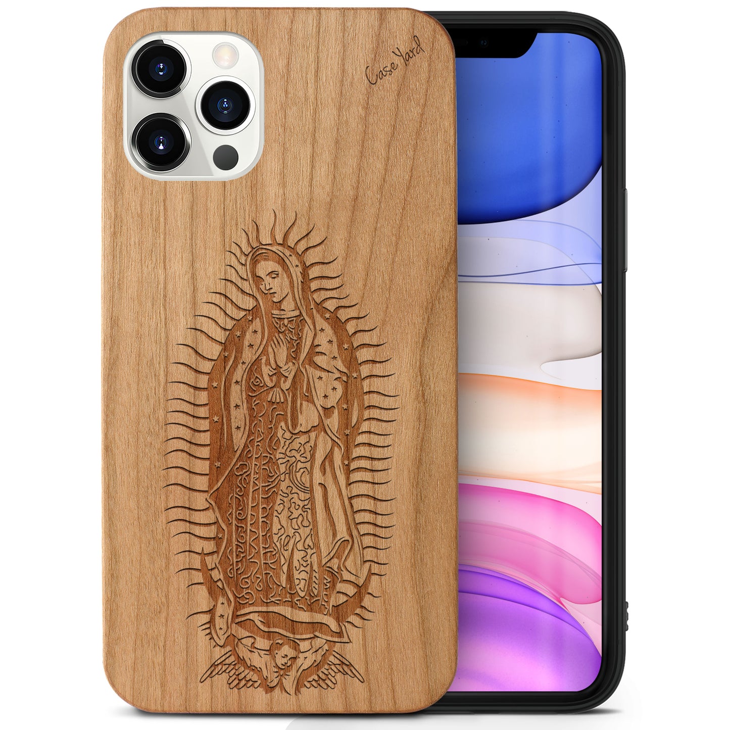 Wooden Cell Phone Case Cover, Laser Engraved case for iPhone & Samsung phone Virgin Mary Design