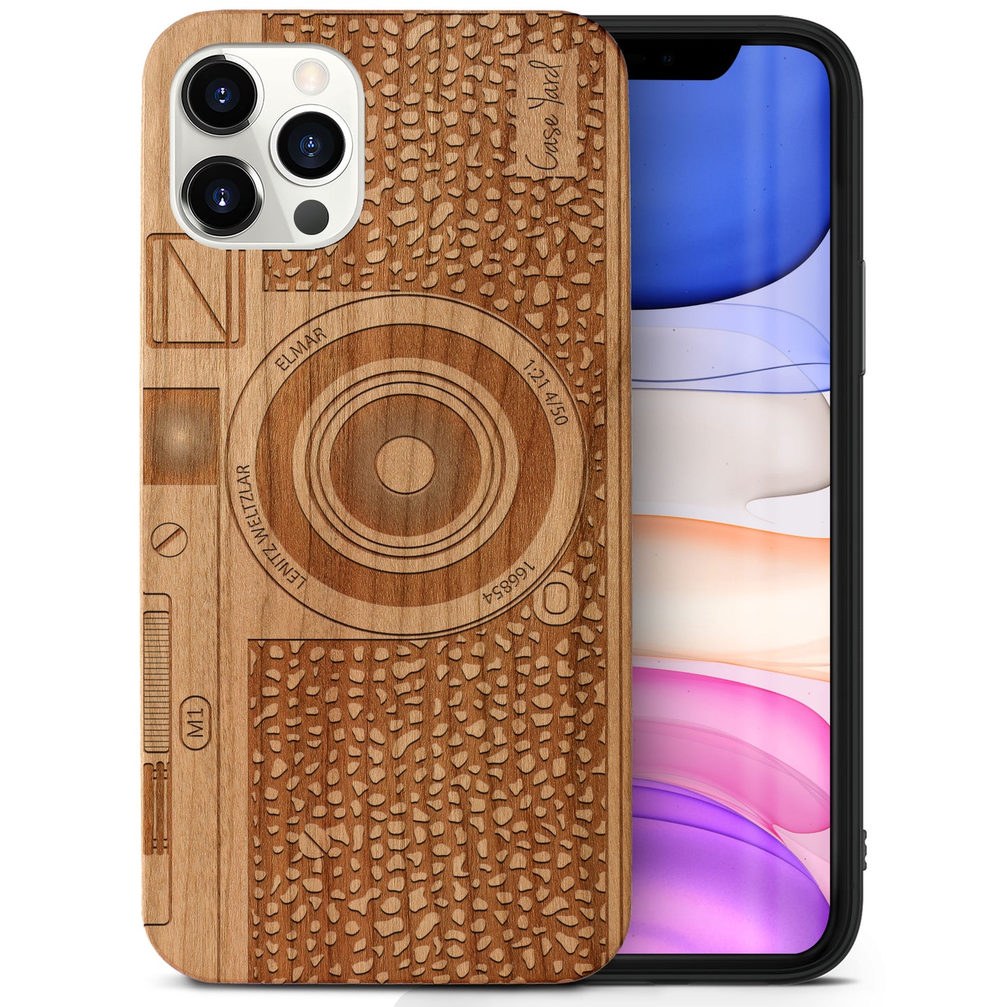 Wooden Cell Phone Case Cover, Laser Engraved case for iPhone & Samsung phone Camera Design