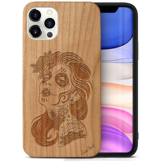 Sucra Donna Day Of Dead Wooden Laser Engraved Phone Case