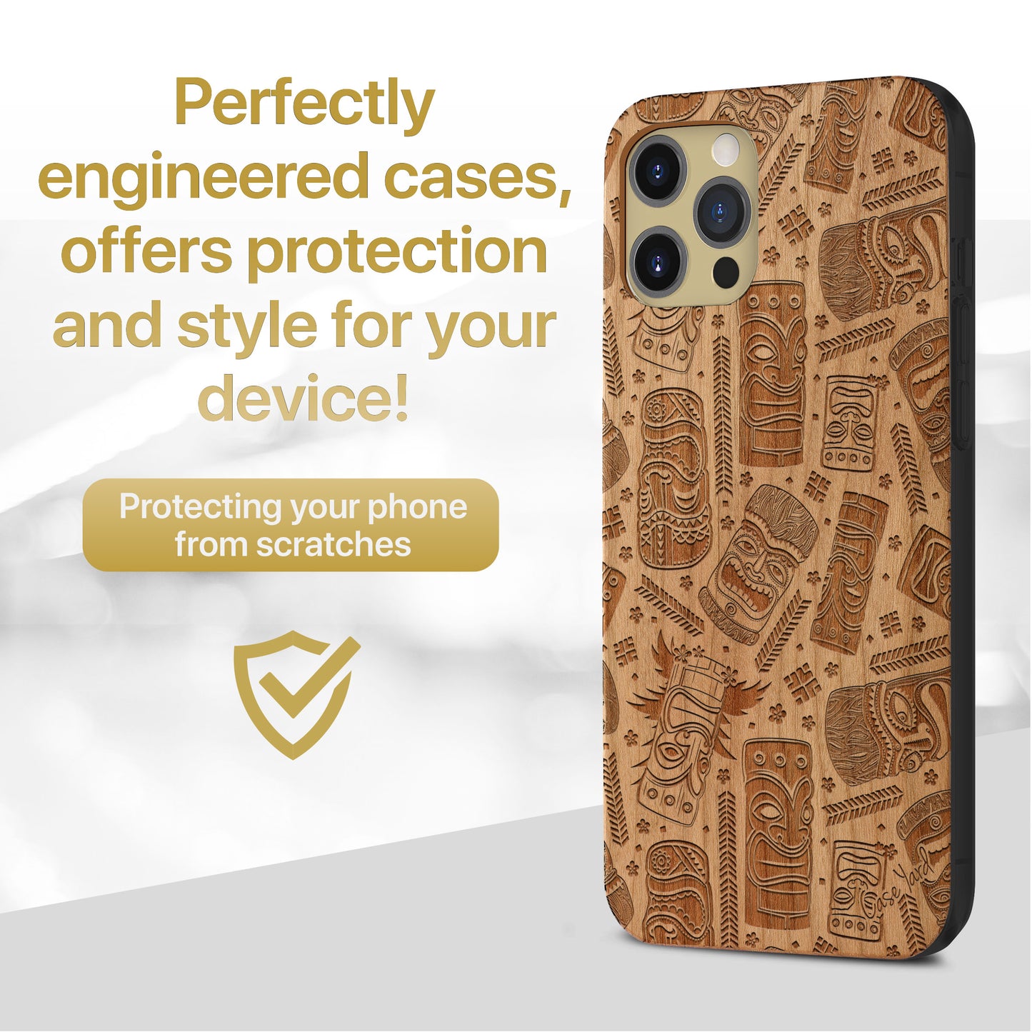 Wooden Cell Phone Case Cover, Laser Engraved case for iPhone & Samsung phone Mask Design