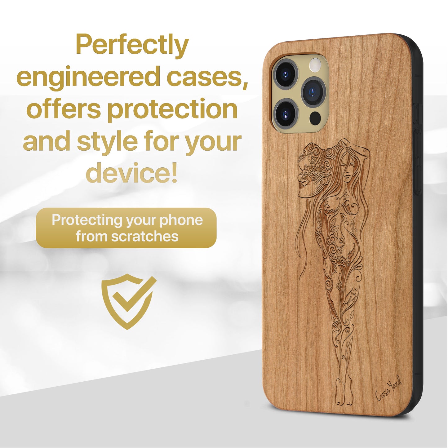 Wooden Cell Phone Case Cover, Laser Engraved case for iPhone & Samsung phone Tribal Girl Design