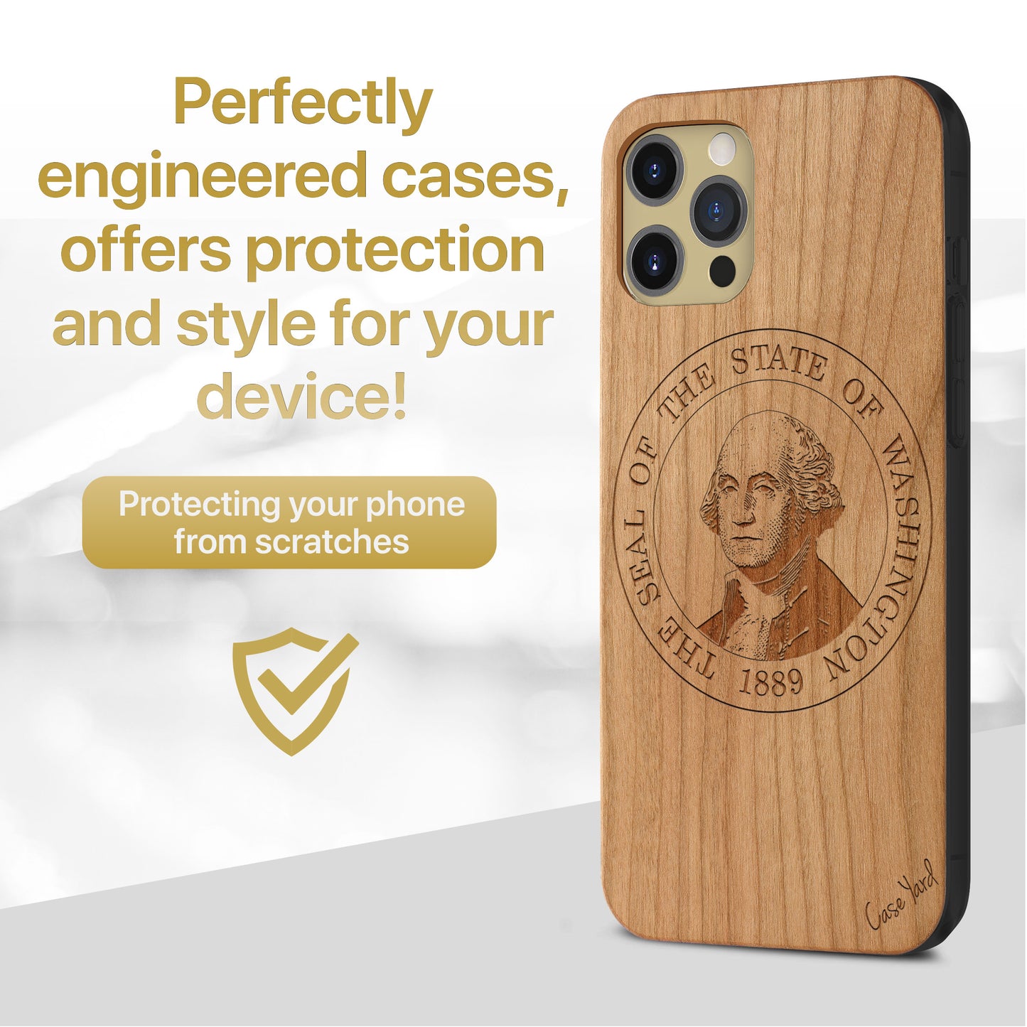 Wooden Cell Phone Case Cover, Laser Engraved case for iPhone & Samsung phone Washington Seal Design