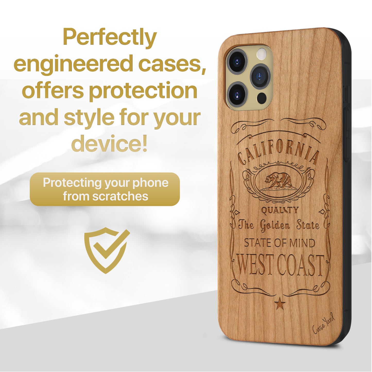 Wooden Cell Phone Case Cover, Laser Engraved case for iPhone & Samsung phone West Coast Design