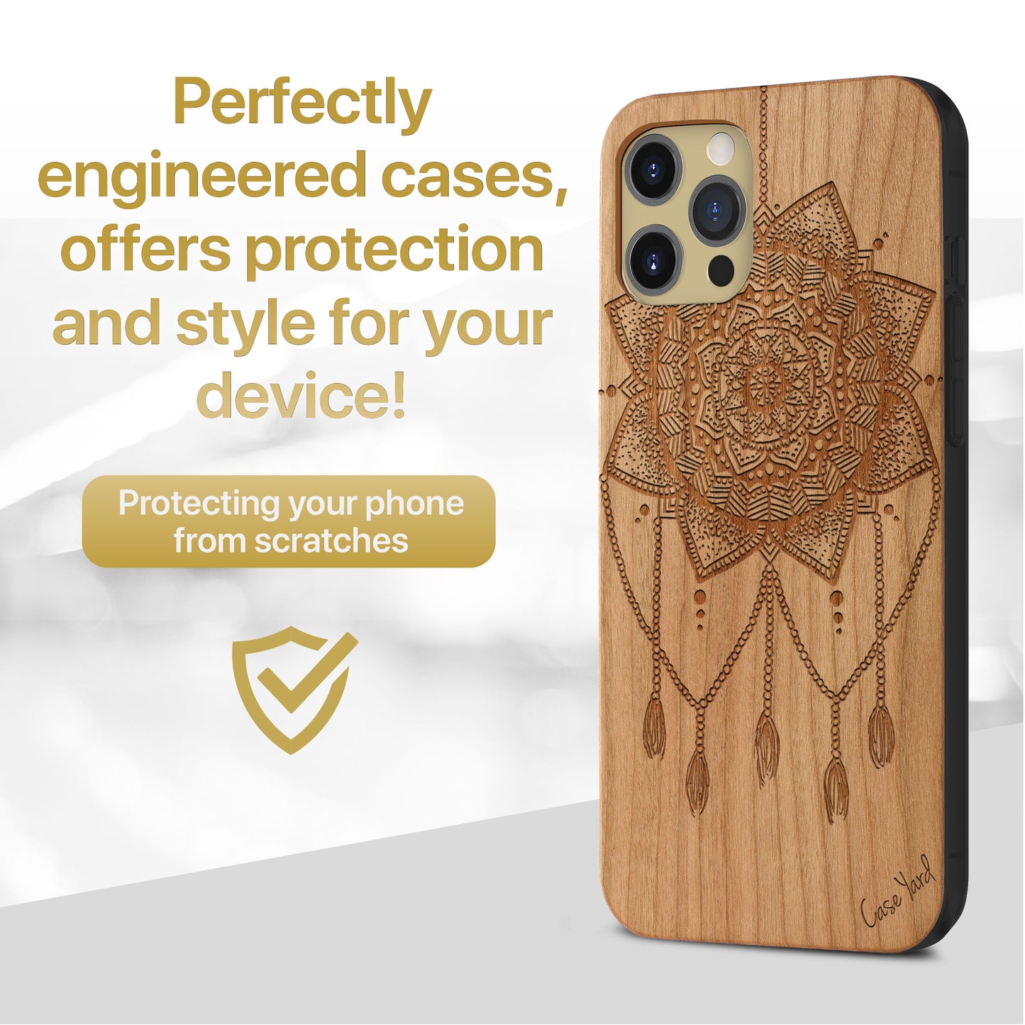 Wooden Cell Phone Case Cover, Laser Engraved case for iPhone & Samsung phone Small Dream Catcher Design