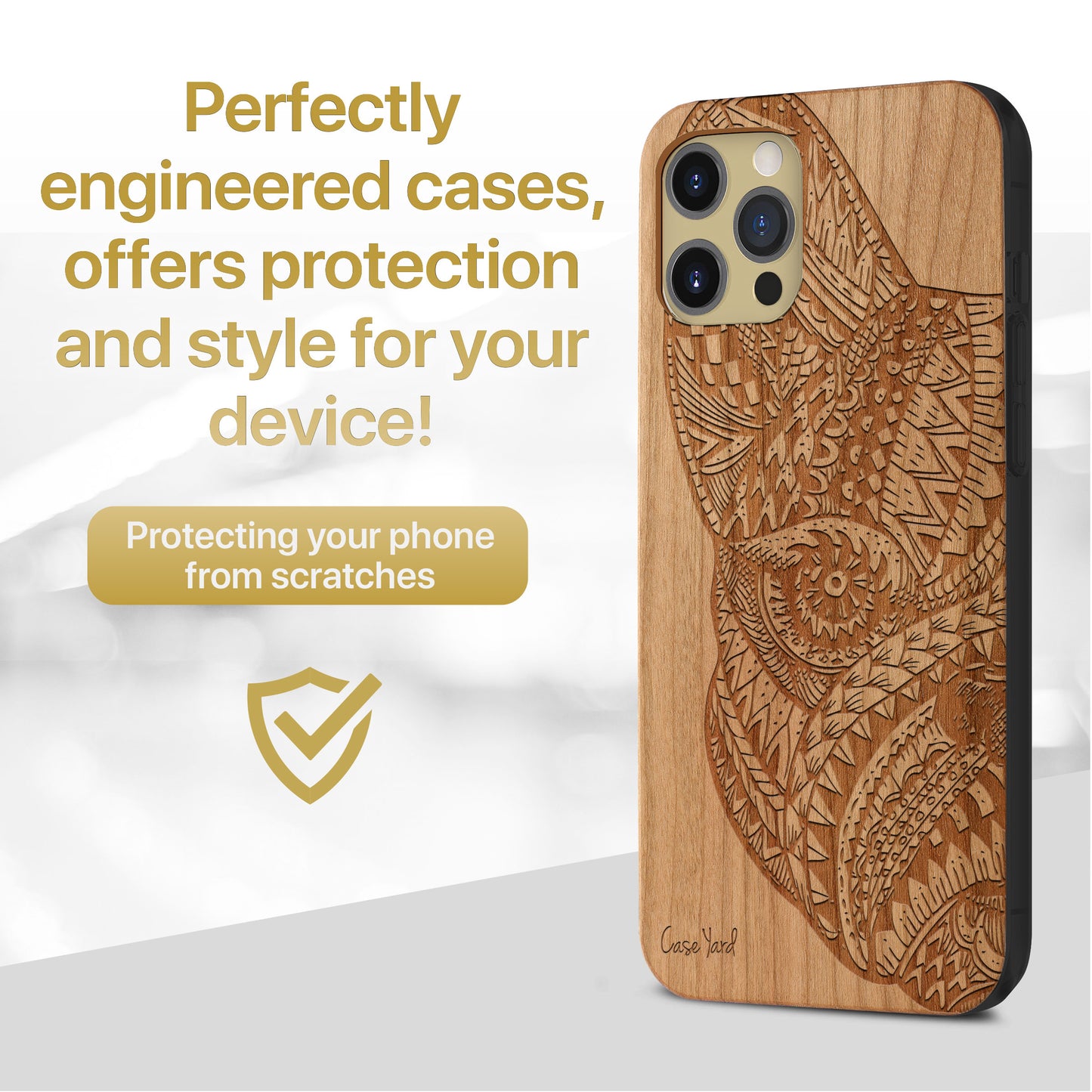 Wooden Cell Phone Case Cover, Laser Engraved case for iPhone & Samsung phone Pug Face Design