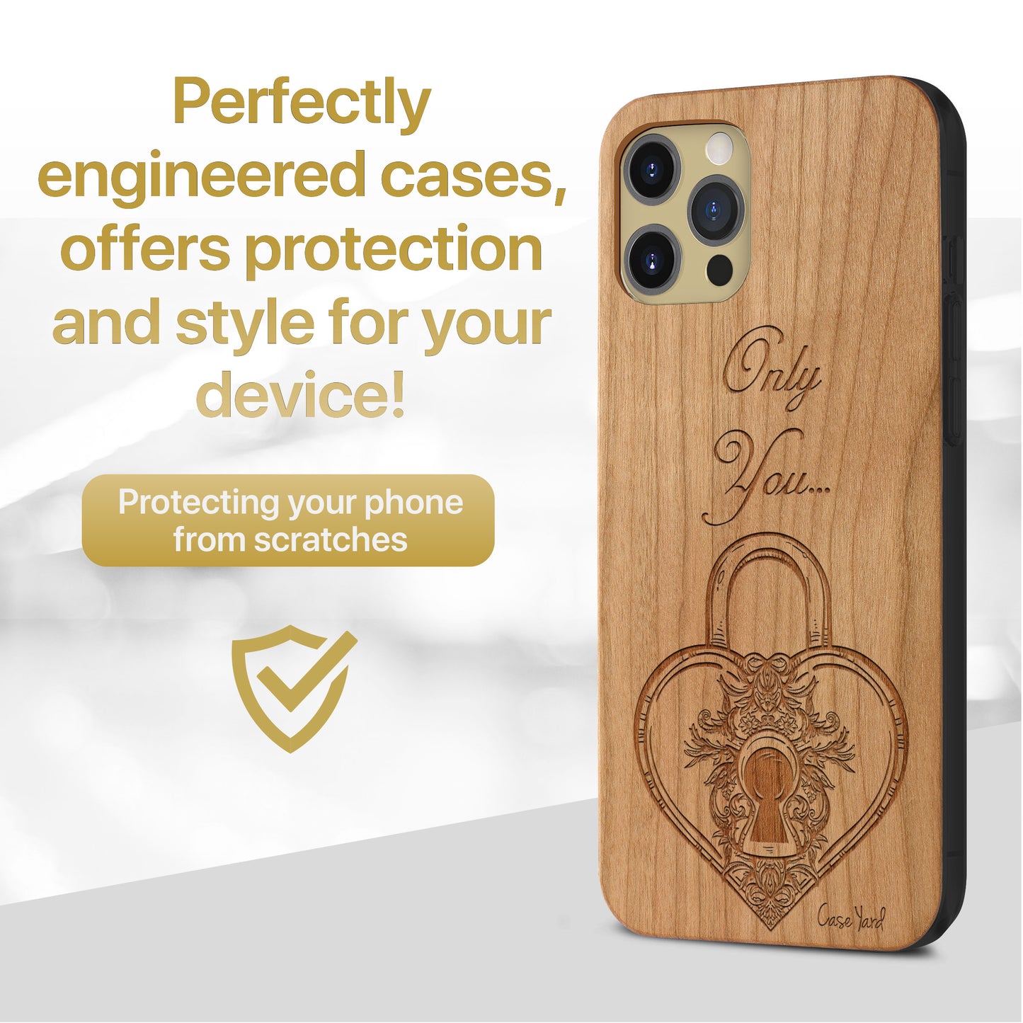 Wooden Cell Phone Case Cover, Laser Engraved case for iPhone & Samsung phone Only You Design