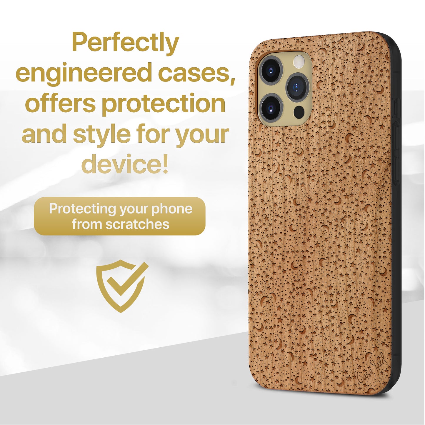Night Sky Wooden Laser Engraved Phone Case for iPhone