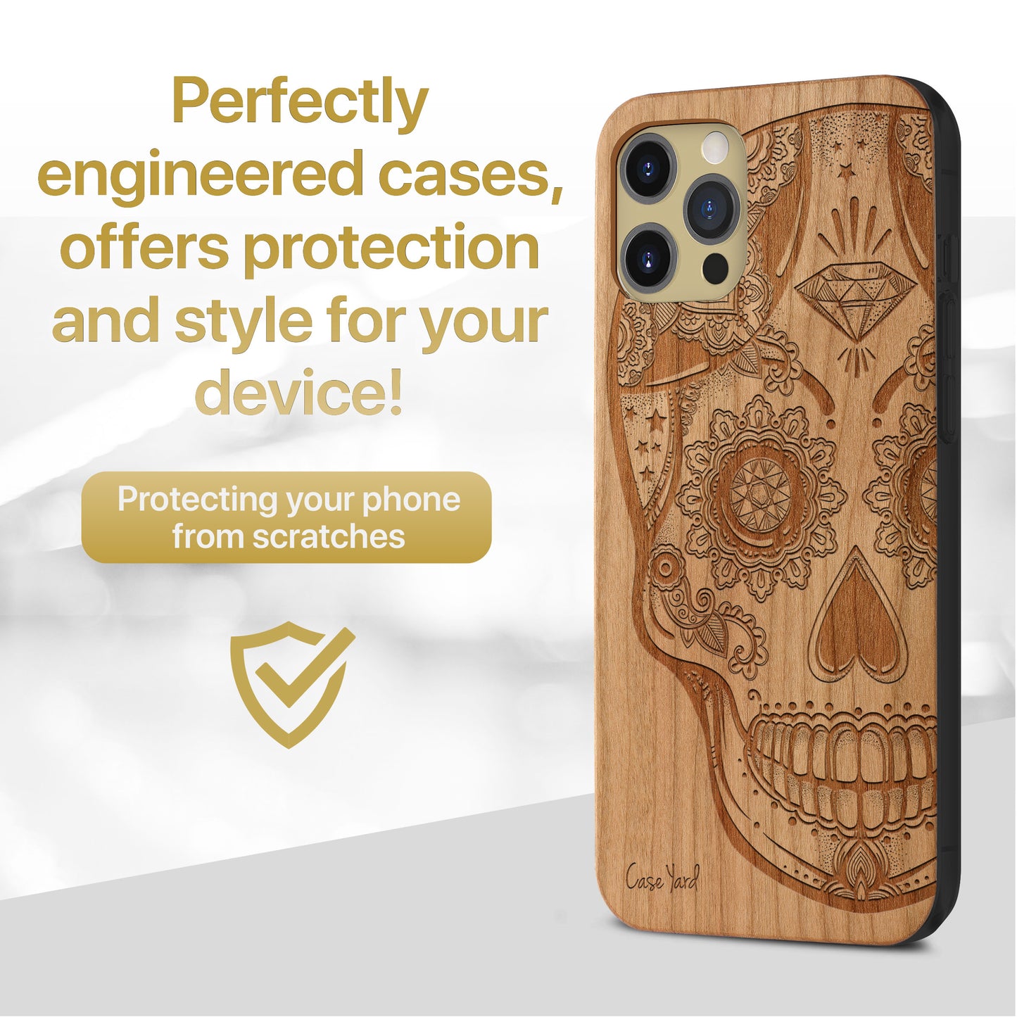 Ice Skull Wooden Laser Engraved Phone Case for iPhone