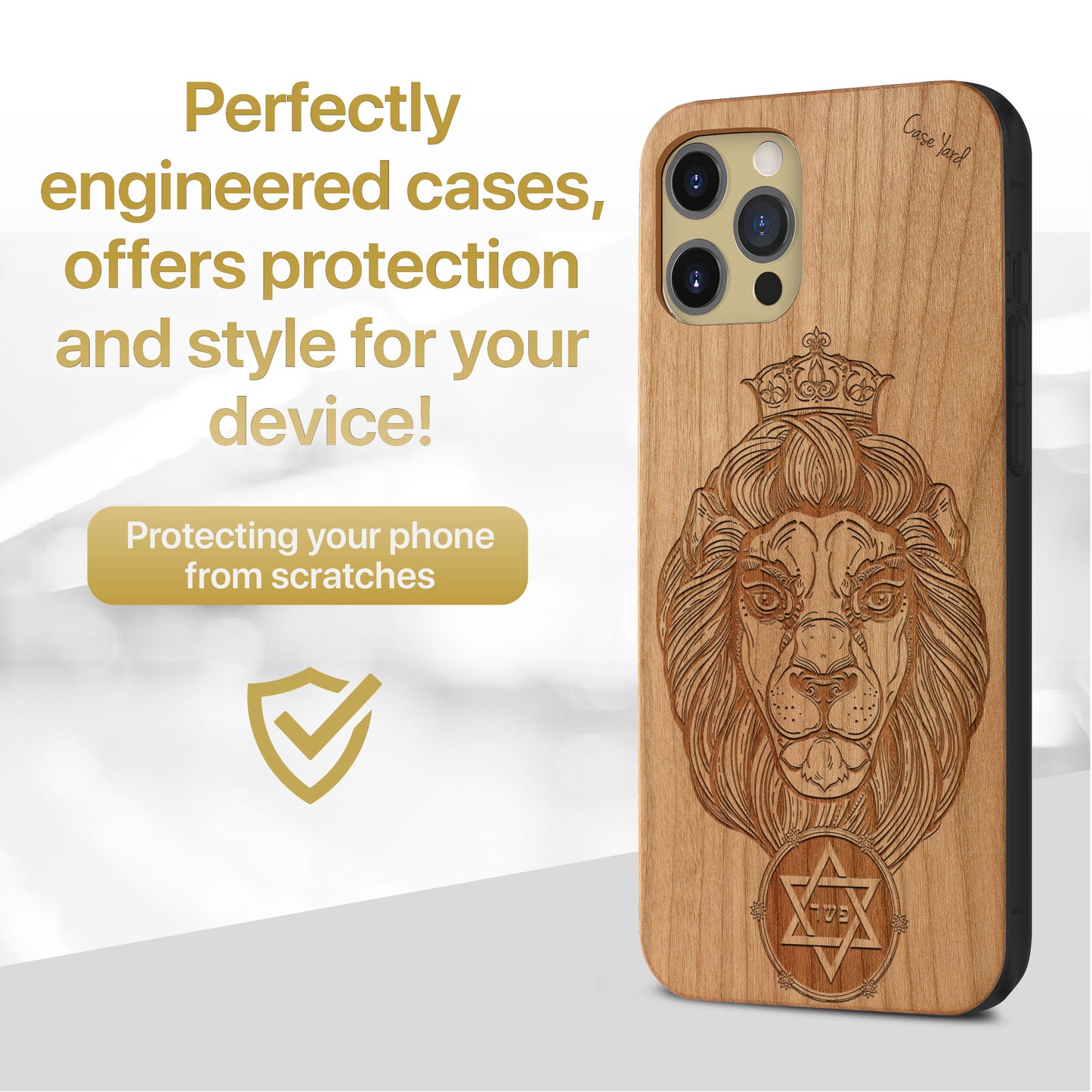 Wooden Cell Phone Case Cover, Laser Engraved case for iPhone & Samsung phone Lion of Judah Design