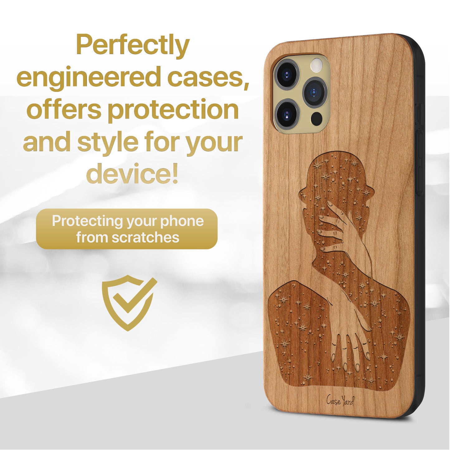 Wooden Cell Phone Case Cover, Laser Engraved case for iPhone & Samsung phone Mystic Lady Design