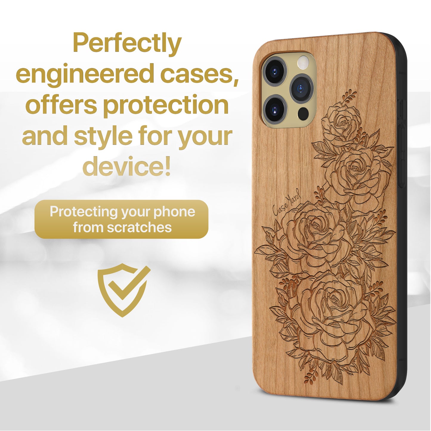 Victorian Roses Wooden Laser Engraved Phone Case for iPhone