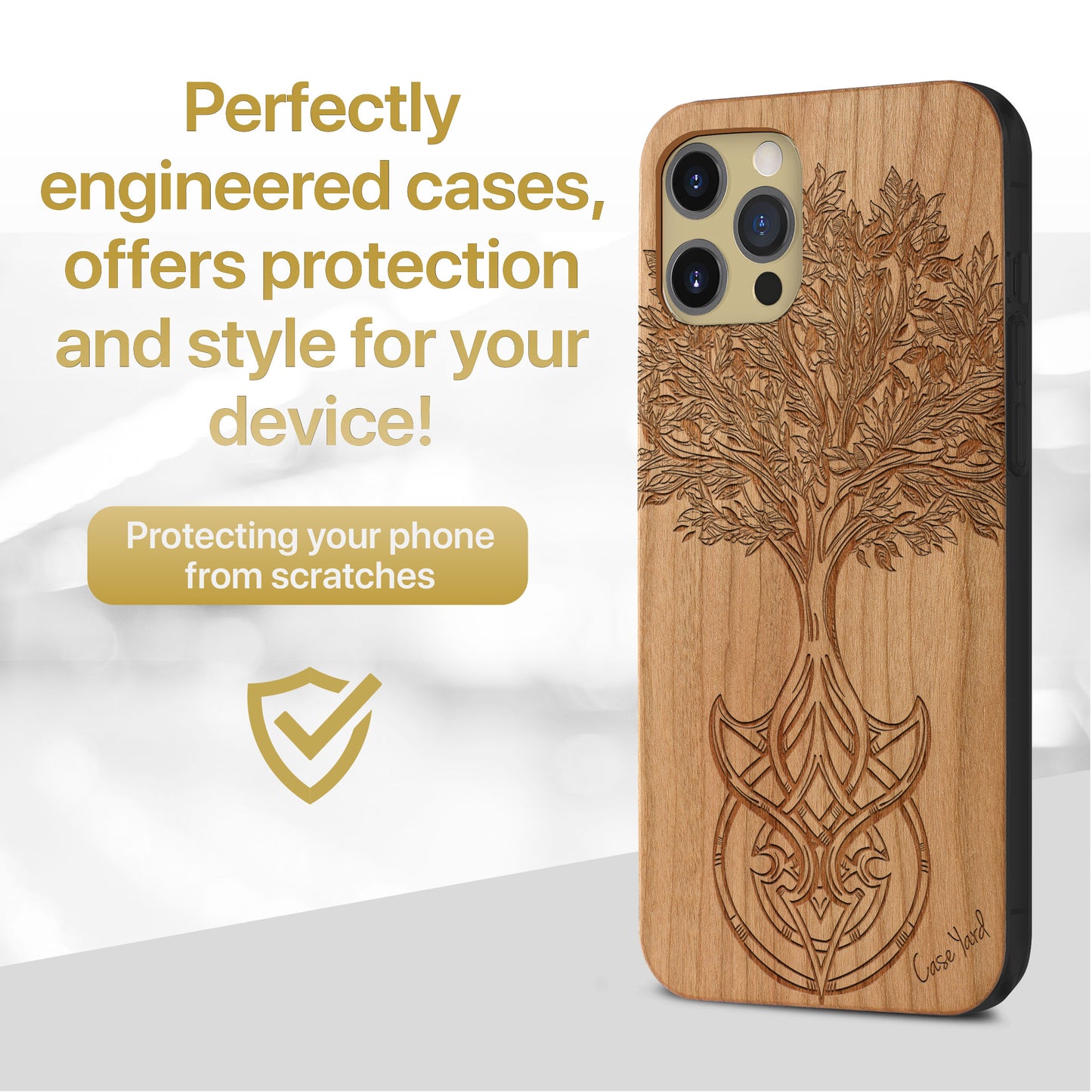 Wooden Cell Phone Case Cover, Laser Engraved case for iPhone & Samsung phone Tree of Life Design