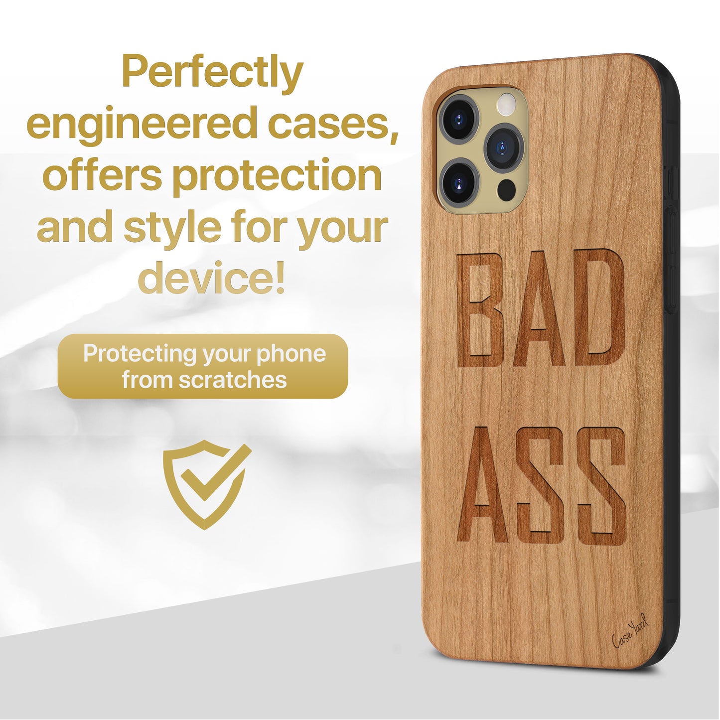 Wooden Cell Phone Case Cover, Laser Engraved case for iPhone & Samsung phone Bad Ass Design