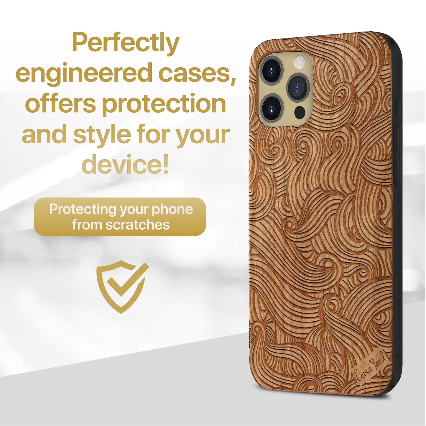 Wave Pattern Wooden Laser Engraved Phone Case for iPhone