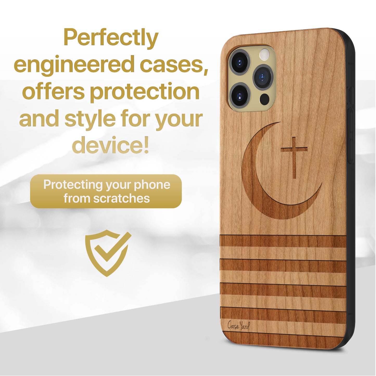 Wooden Cell Phone Case Cover, Laser Engraved case for iPhone & Samsung phone Cressent Moon Design