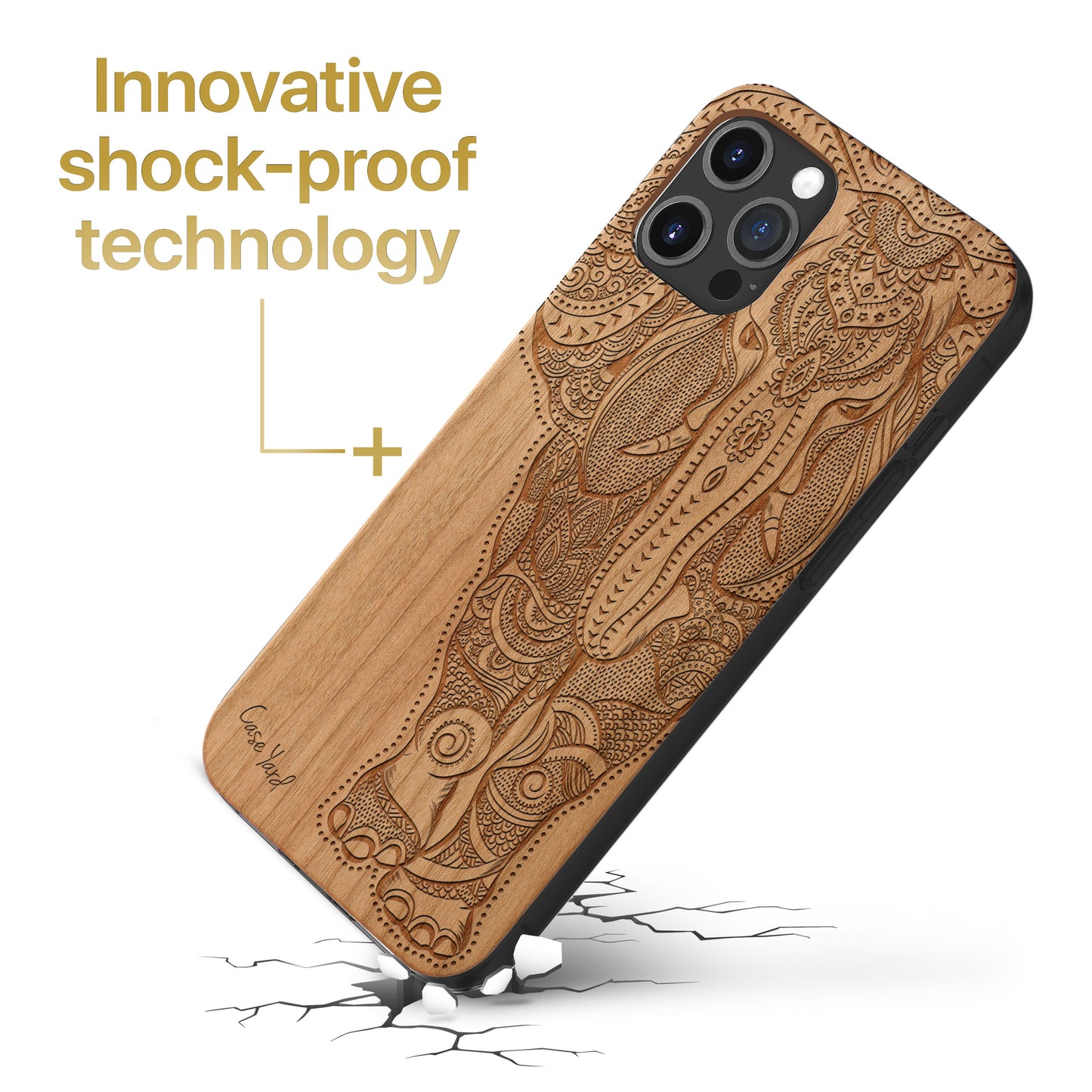 Indian Elephant Big Wooden Laser Engraved Phone Case for iPhone