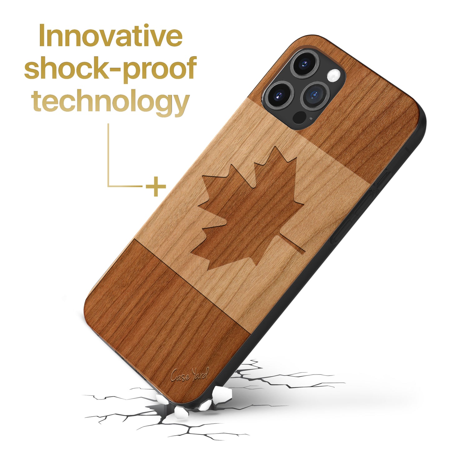 Wooden Cell Phone Case Cover, Laser Engraved case for iPhone & Samsung phone Canada Flag Design
