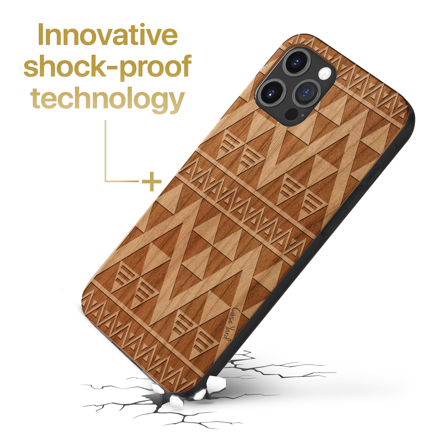 Wooden Cell Phone Case Cover, Laser Engraved case for iPhone & Samsung phone Triangle Pattern Design