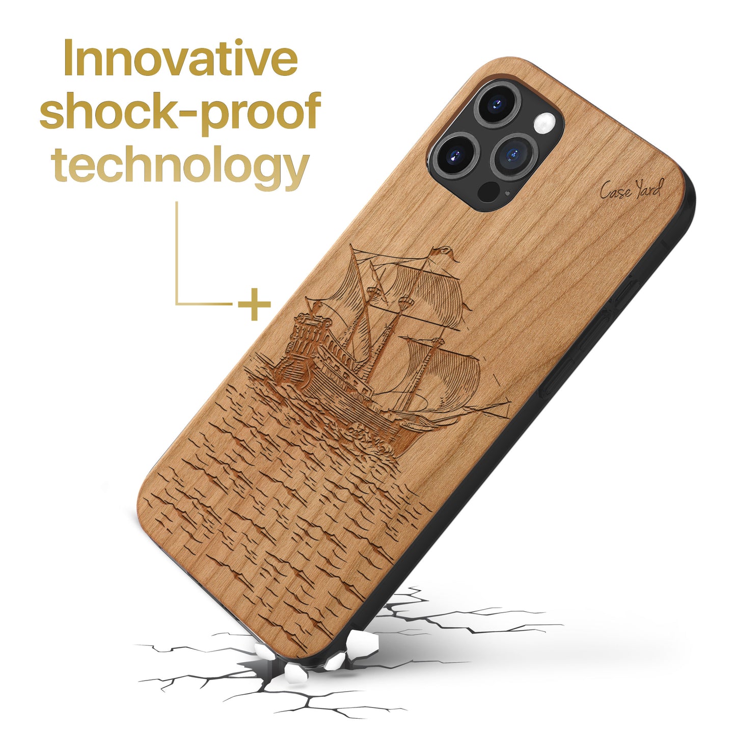Wooden Cell Phone Case Cover, Laser Engraved case for iPhone & Samsung phone Sail Boat Design