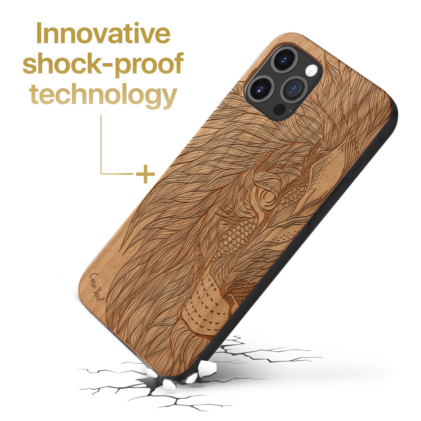 Tribal Lion Wooden Laser Engraved Phone Case for iPhone