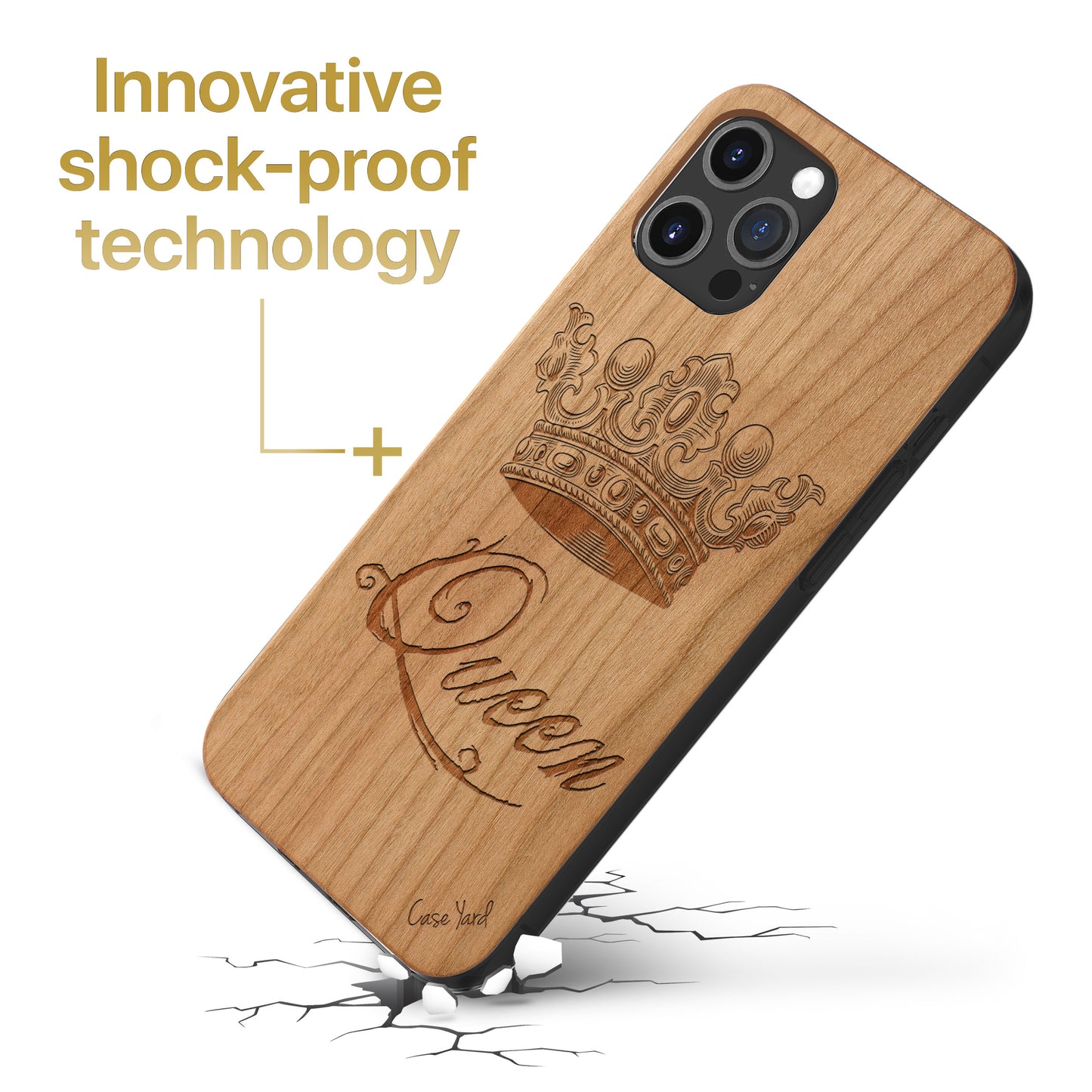Queen Crown Wooden Laser Engraved Phone Case for iPhone