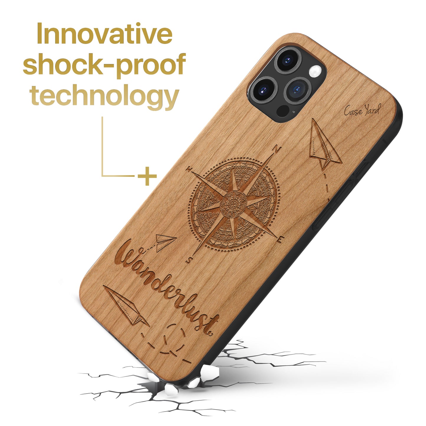 Wooden Cell Phone Case Cover, Laser Engraved case for iPhone & Samsung phone Wanderlust Design