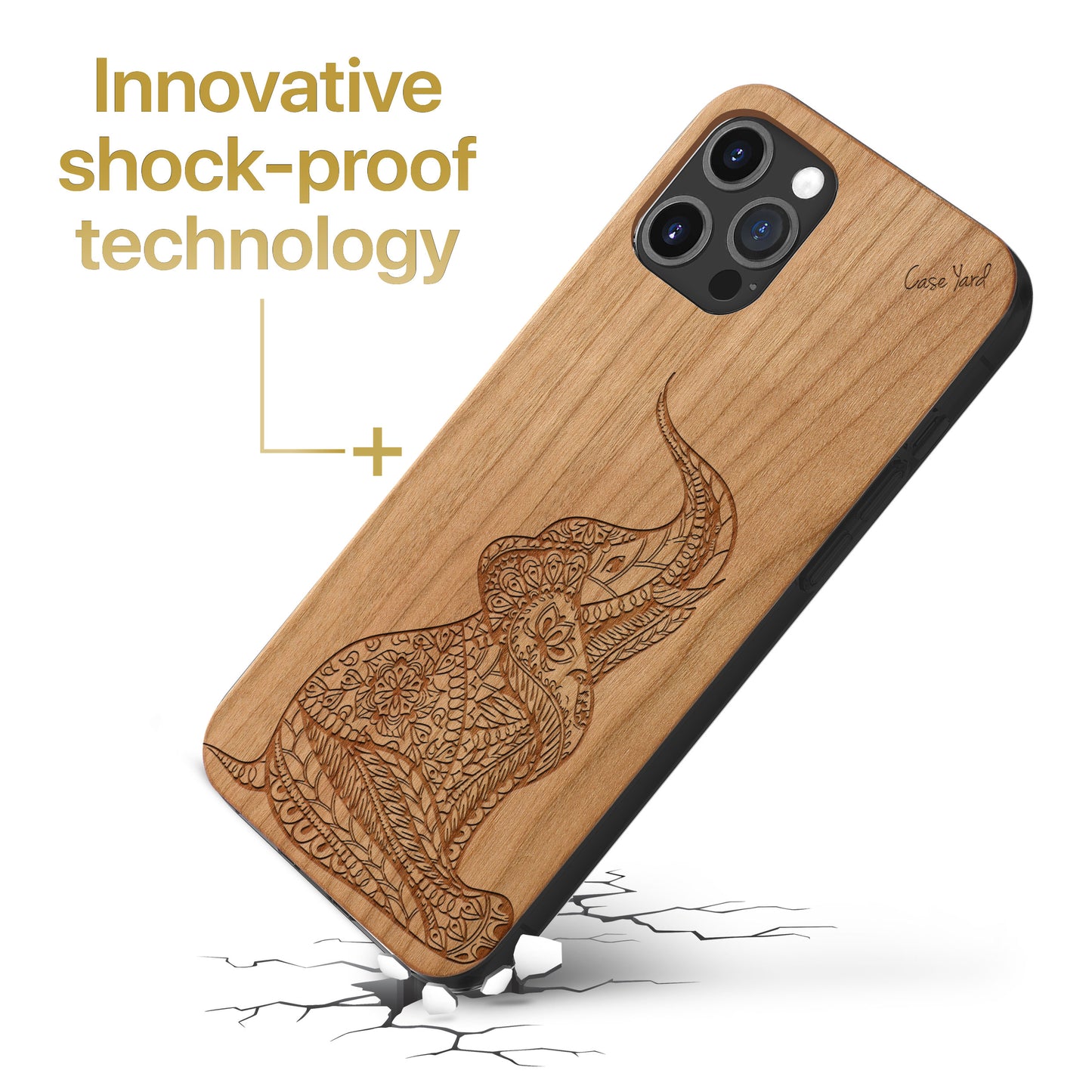 Wooden Cell Phone Case Cover, Laser Engraved case for iPhone & Samsung phone Indian Baby Elephant Design