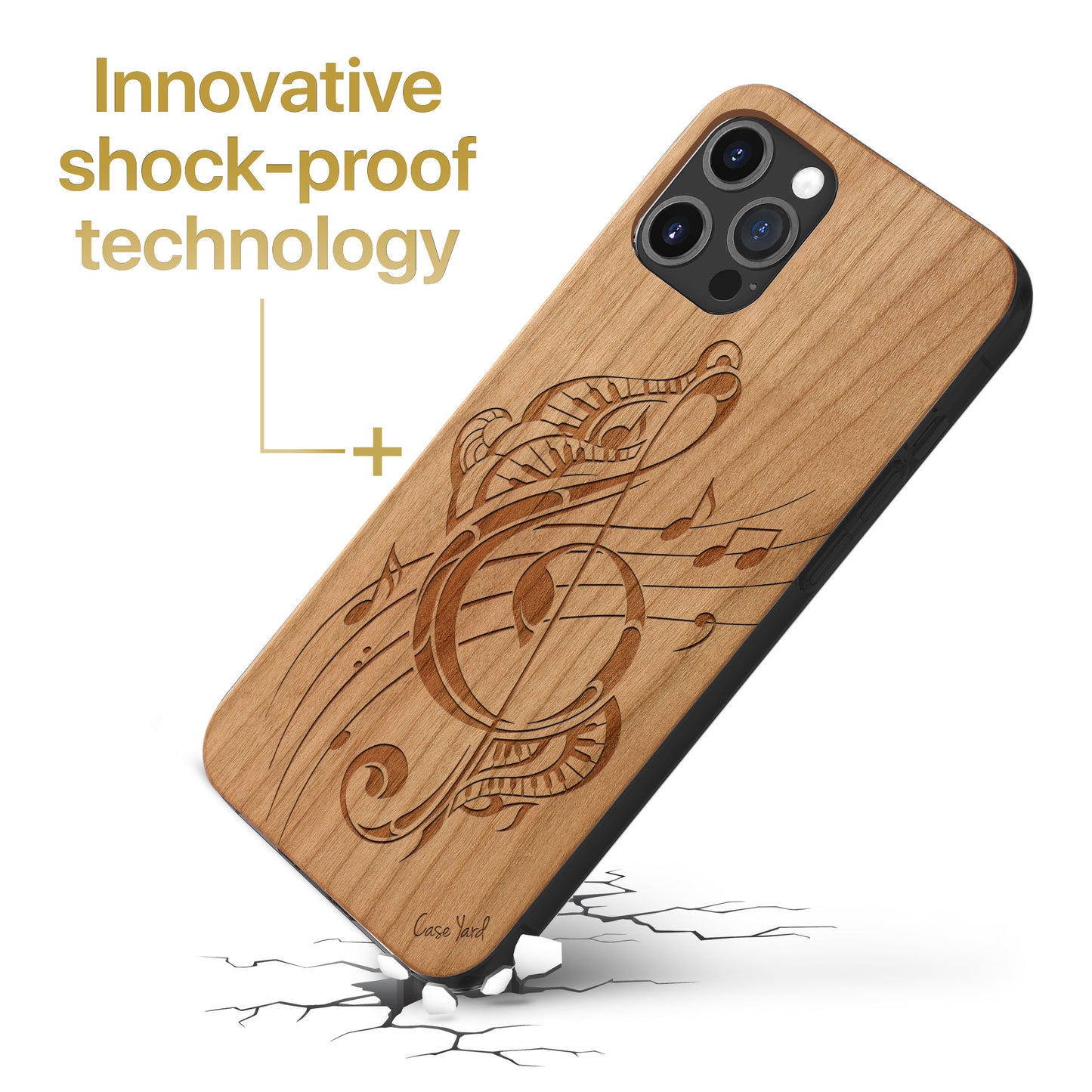 Wooden Cell Phone Case Cover, Laser Engraved case for iPhone & Samsung phone Tribal Music Note Design