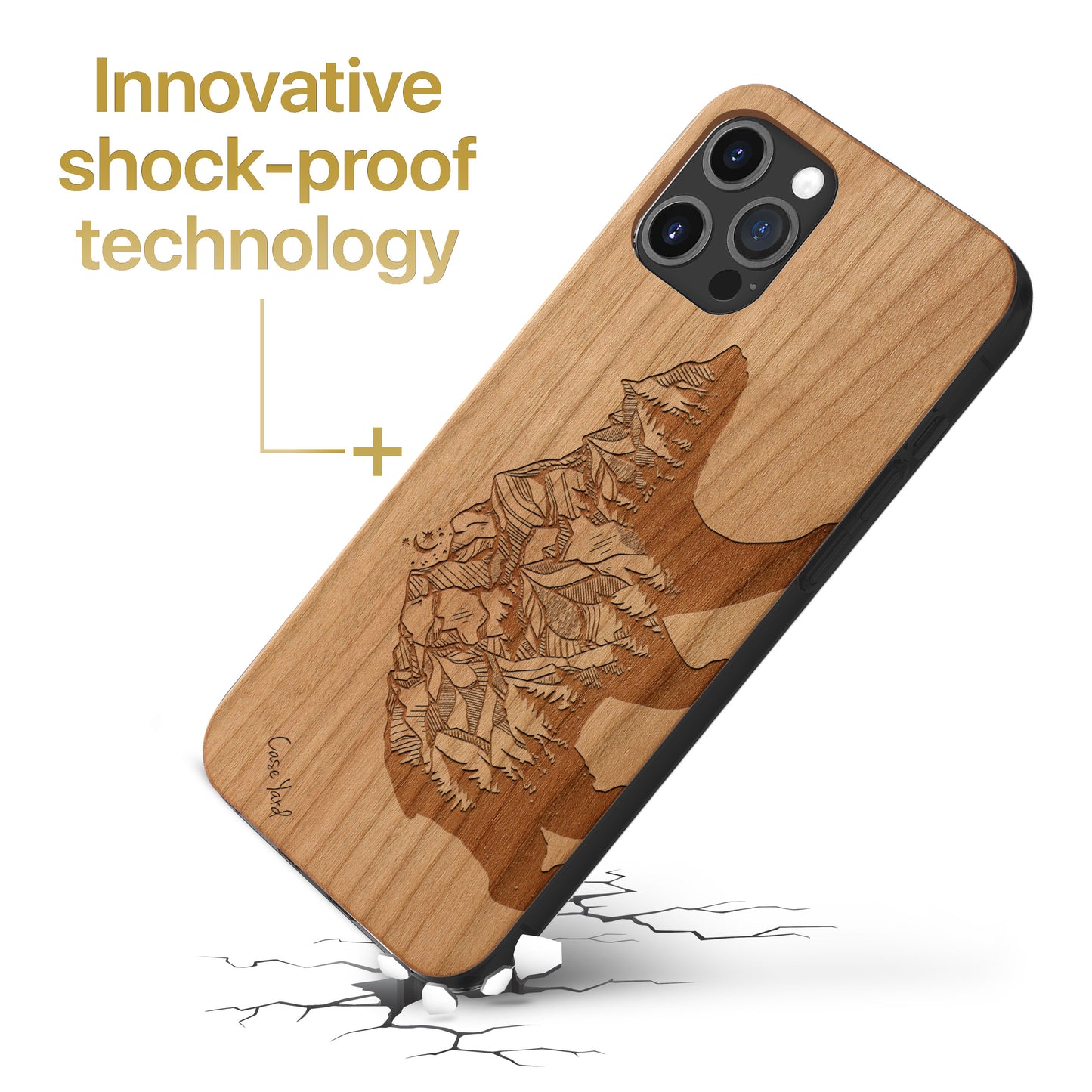 Wooden Cell Phone Case Cover, Laser Engraved case for iPhone & Samsung phone Forest Bear Design