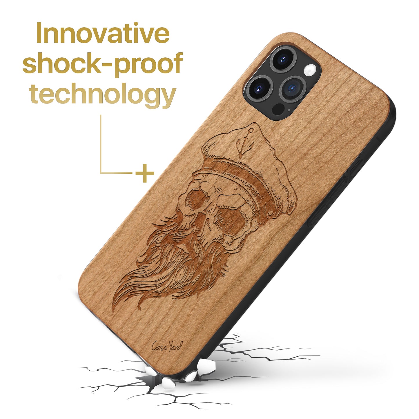 Wooden Cell Phone Case Cover, Laser Engraved case for iPhone & Samsung phone Sailor Skull Design