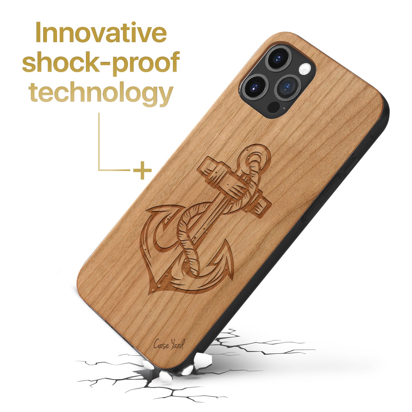 Anchor Wooden Laser Engraved Phone Case