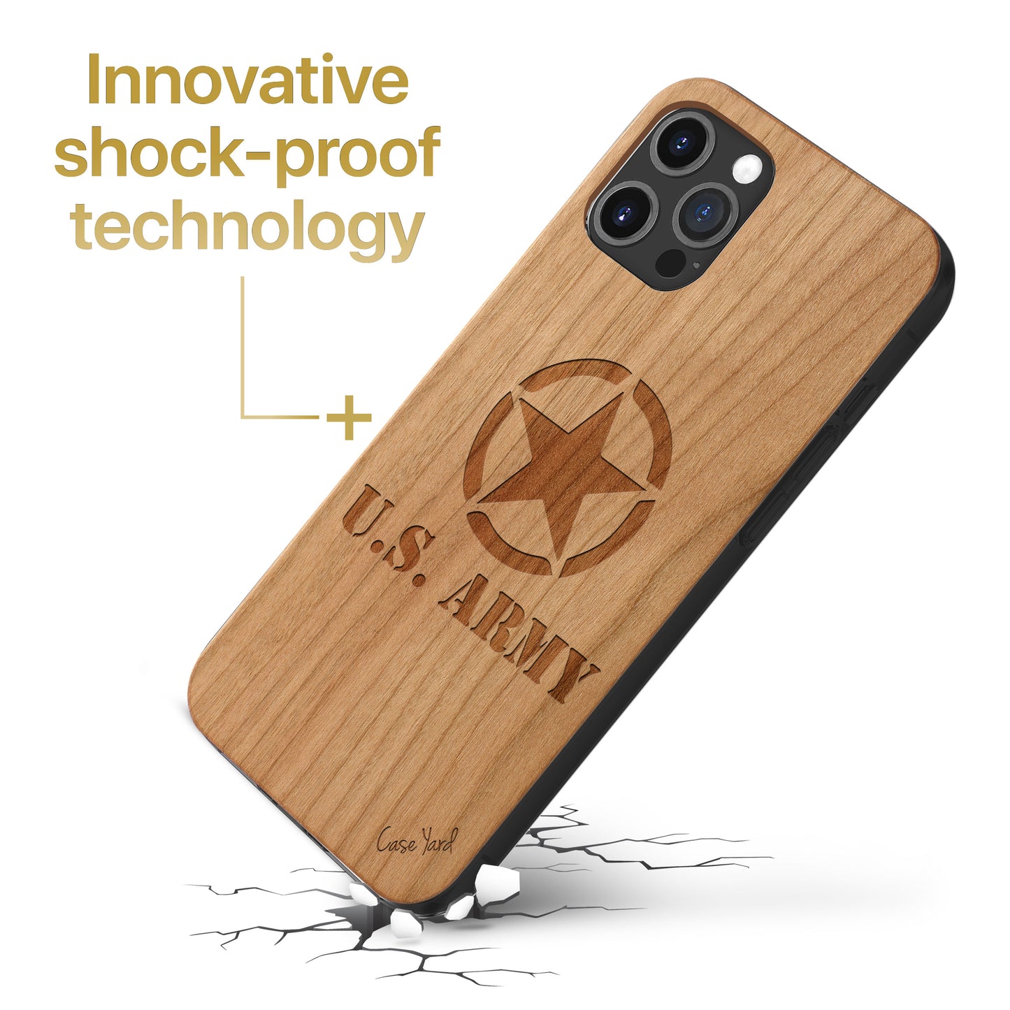 Wooden Cell Phone Case Cover, Laser Engraved case for iPhone & Samsung phone US Army Logo Design