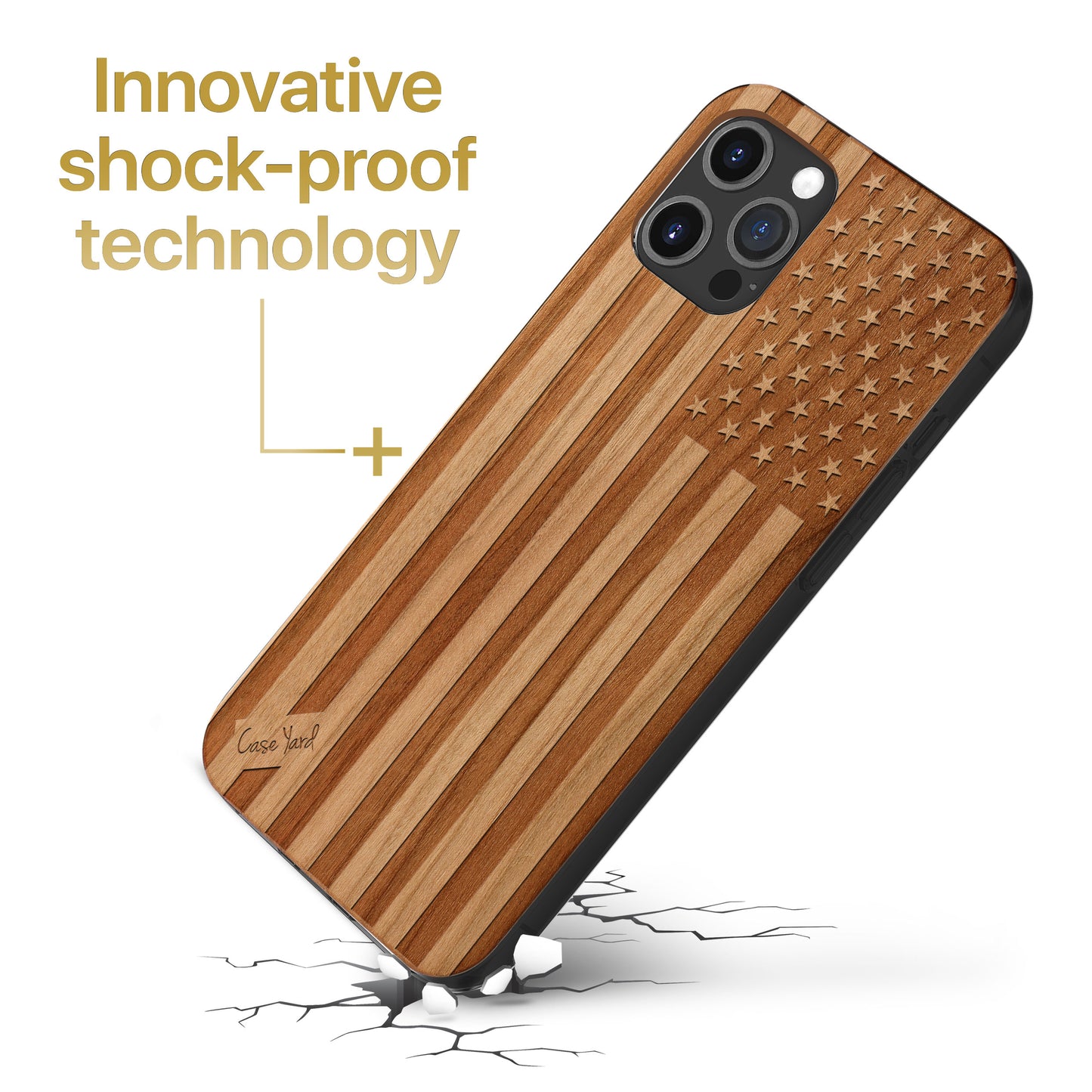 Wooden Cell Phone Case Cover, Laser Engraved case for iPhone & Samsung phone American Flag Design