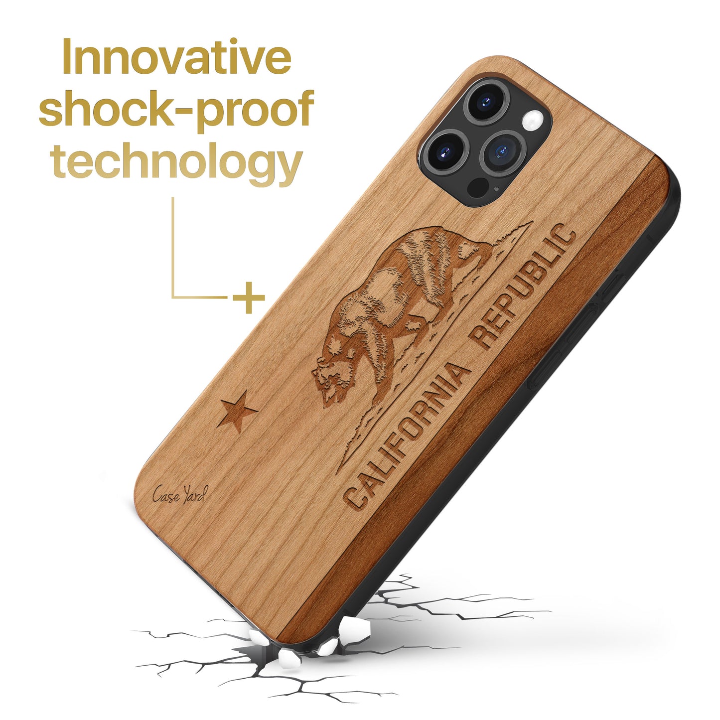 California Flag Wooden Laser Engraved Phone Case