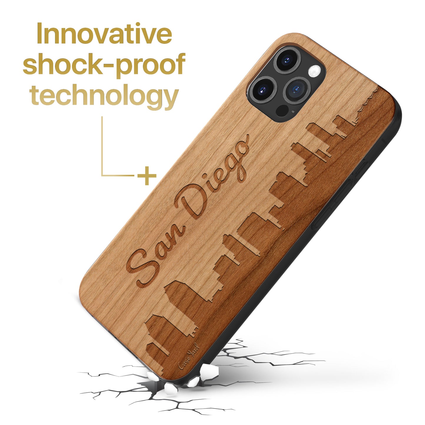 San Diego Skyline Wooden Laser Engraved Phone Case