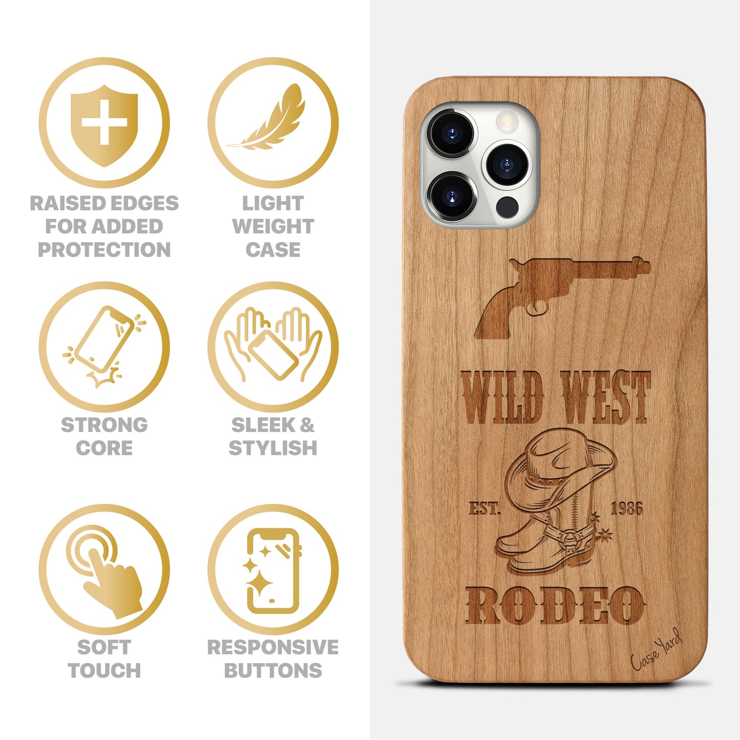 Wild West Rodeo Wooden Laser Engraved Phone Case for iPhone