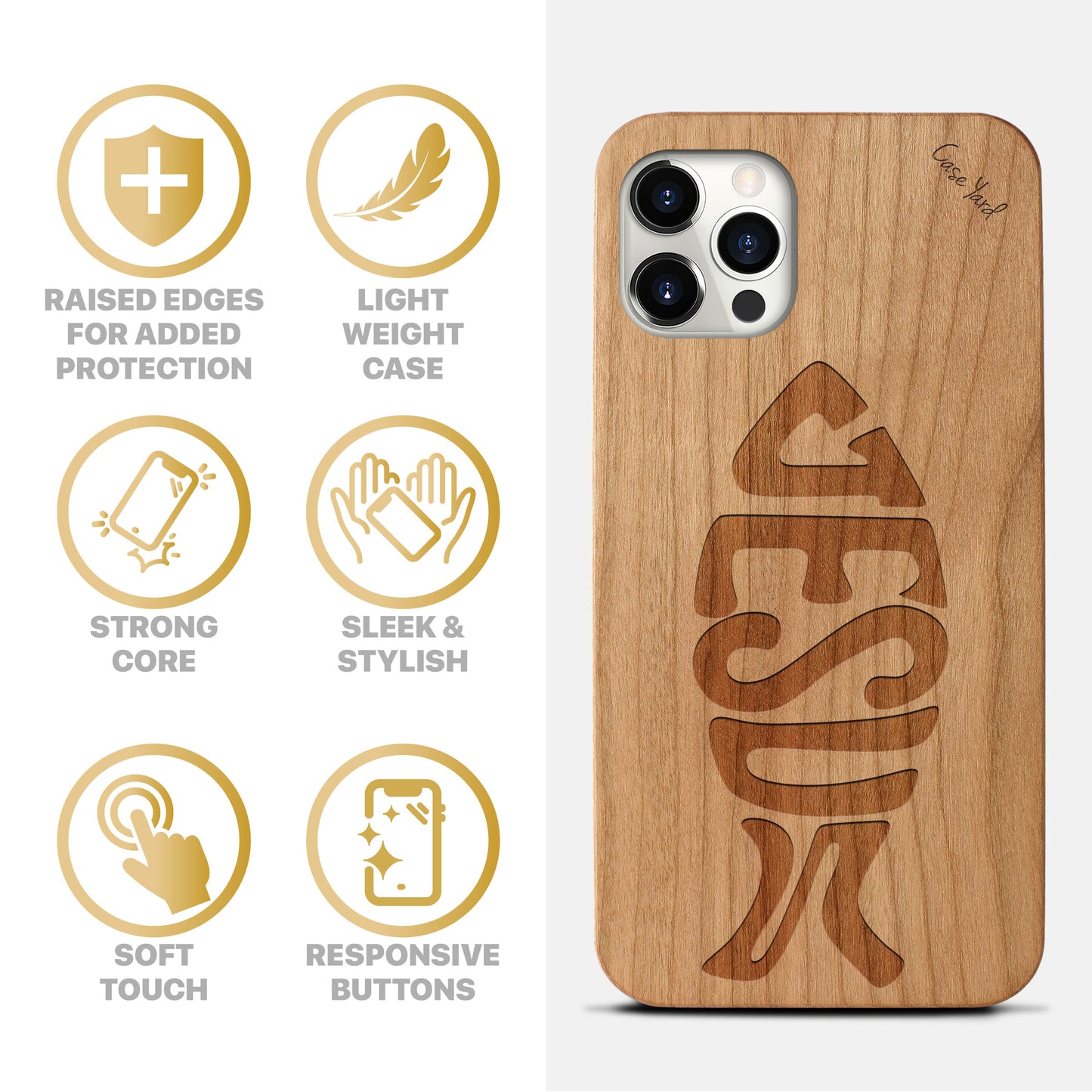 Wooden Cell Phone Case Cover, Laser Engraved case for iPhone & Samsung phone Jesus Fish Design