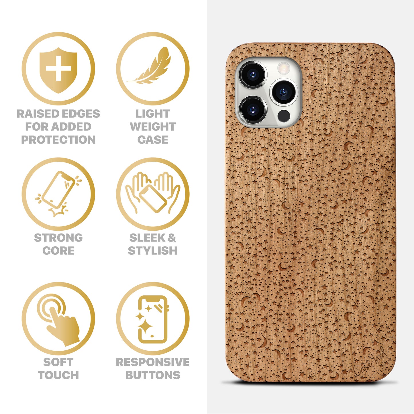 Night Sky Wooden Laser Engraved Phone Case for iPhone