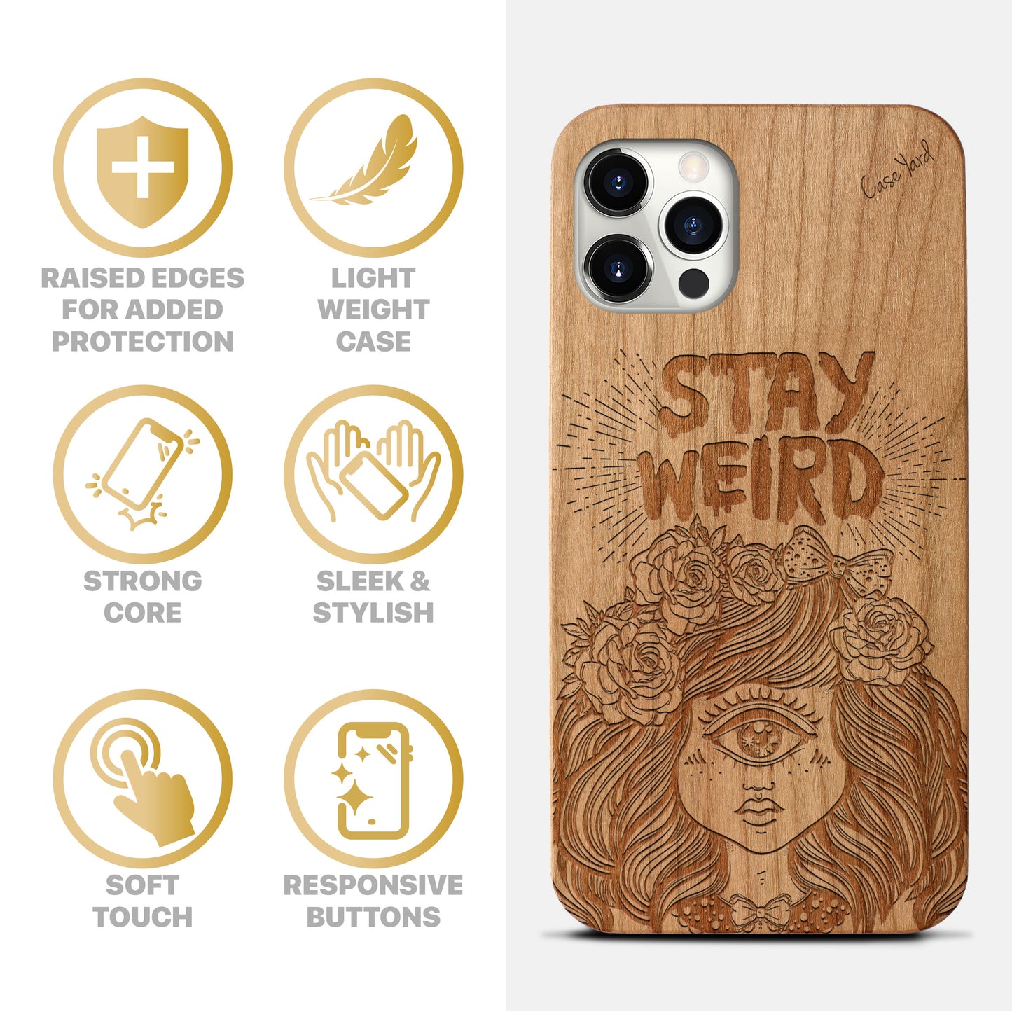 Wooden Cell Phone Case Cover, Laser Engraved case for iPhone & Samsung phone Monster Girl Design