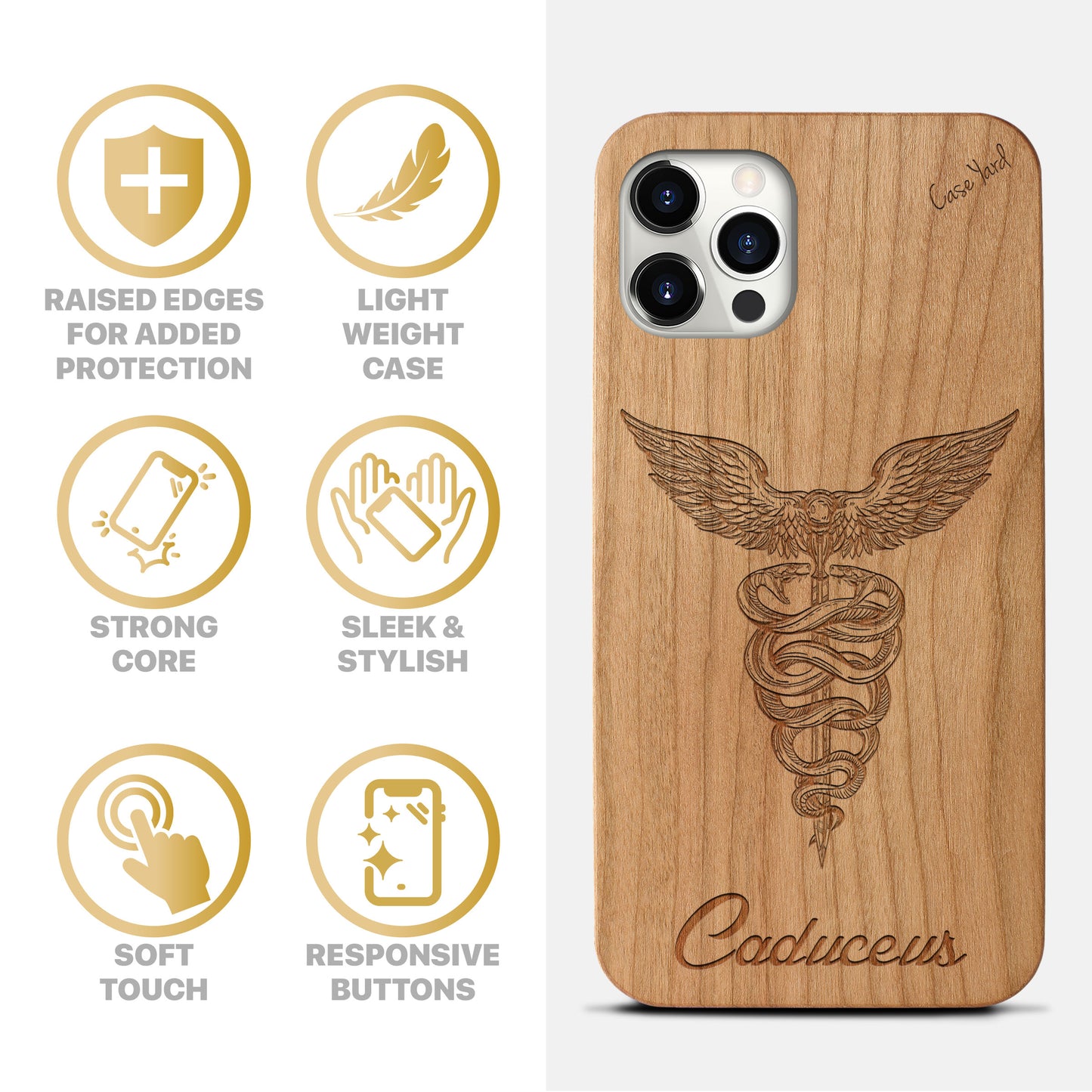 Wooden Cell Phone Case Cover, Laser Engraved case for iPhone & Samsung phone Mercury Design