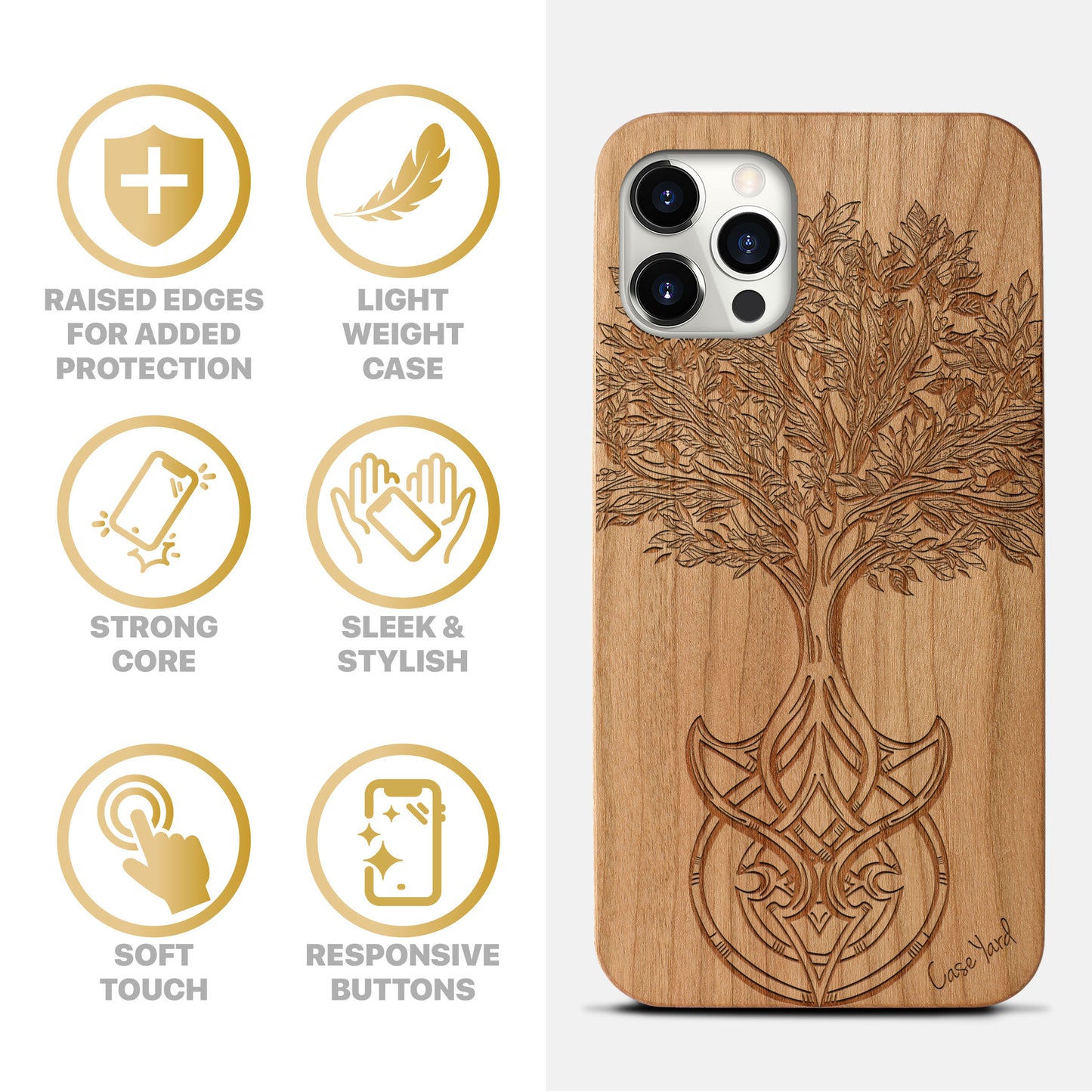 Wooden Cell Phone Case Cover, Laser Engraved case for iPhone & Samsung phone Tree of Life Design