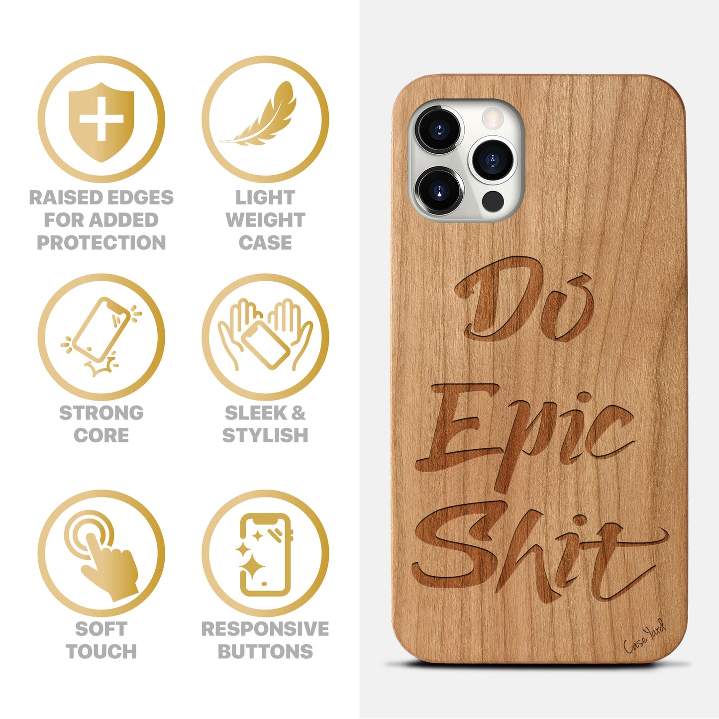 Wooden Cell Phone Case Cover, Laser Engraved case for iPhone & Samsung phone Do Epic Shit Design