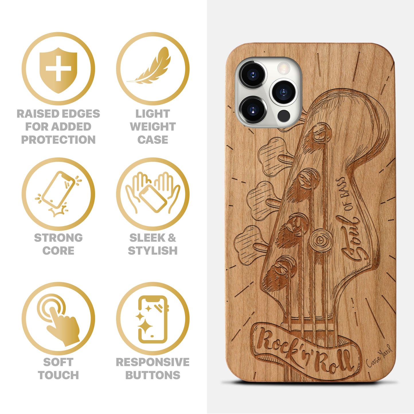 Wooden Cell Phone Case Cover, Laser Engraved case for iPhone & Samsung phone Guitar Hero Design