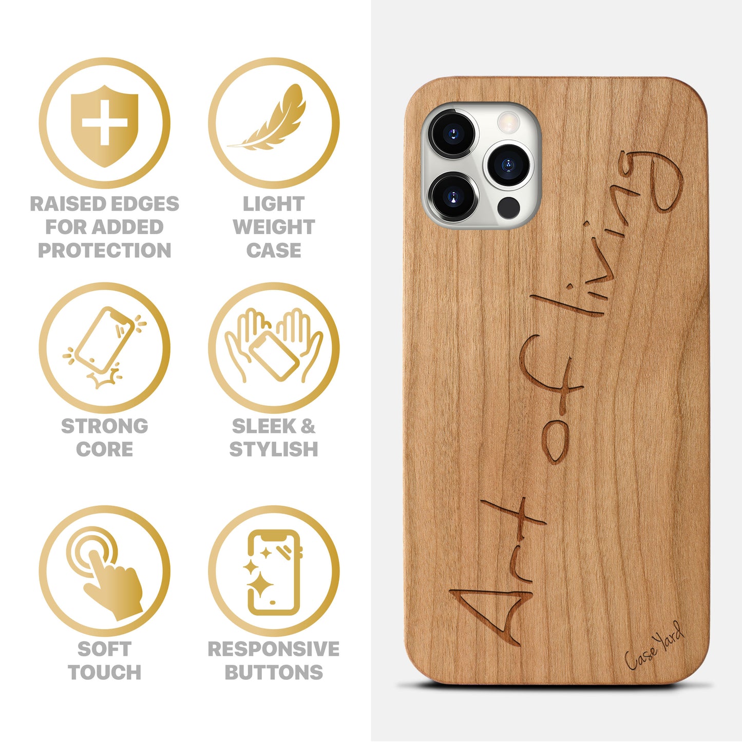 Wooden Cell Phone Case Cover, Laser Engraved case for iPhone & Samsung phone Art of Living Design