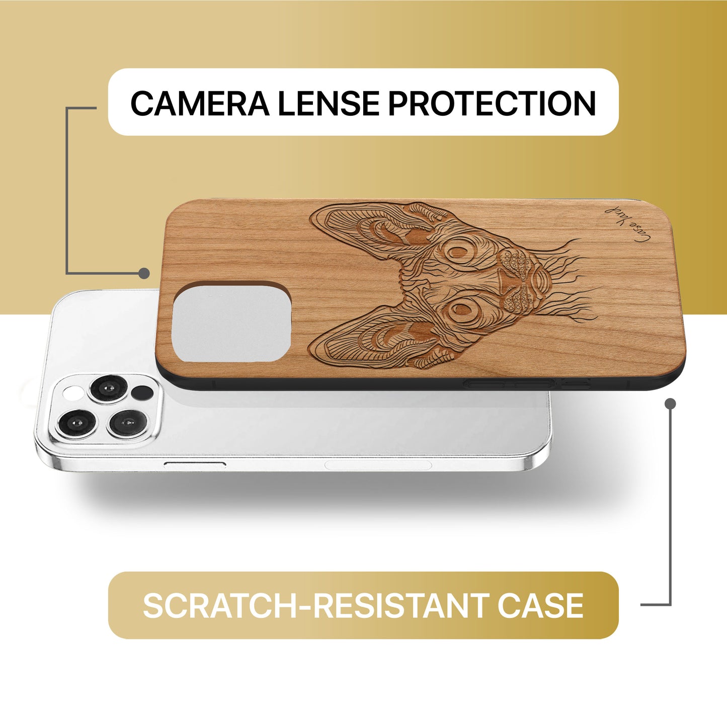 Bob Cat Wooden Laser Engraved Phone Case for iPhone & Samsung Phones