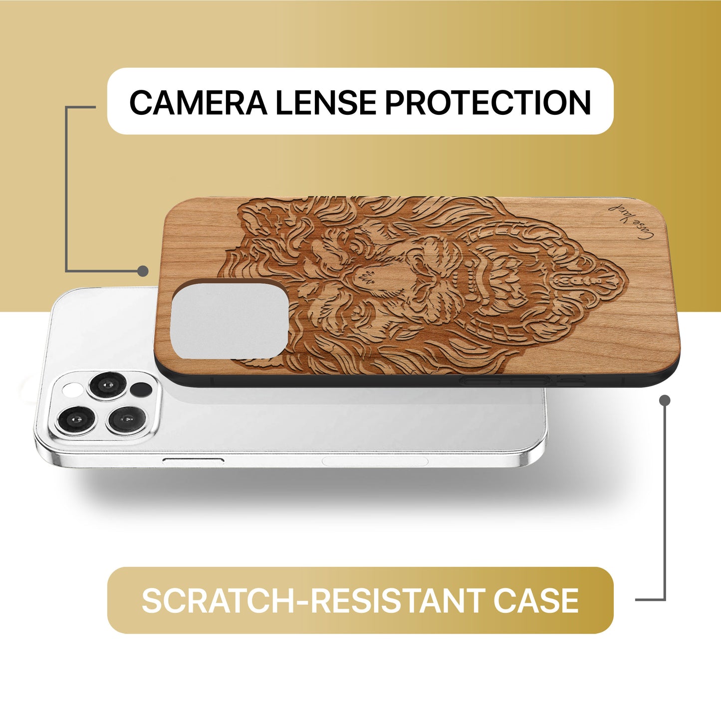 Wooden Cell Phone Case Cover, Laser Engraved case for iPhone & Samsung phone Victorian Lion Design