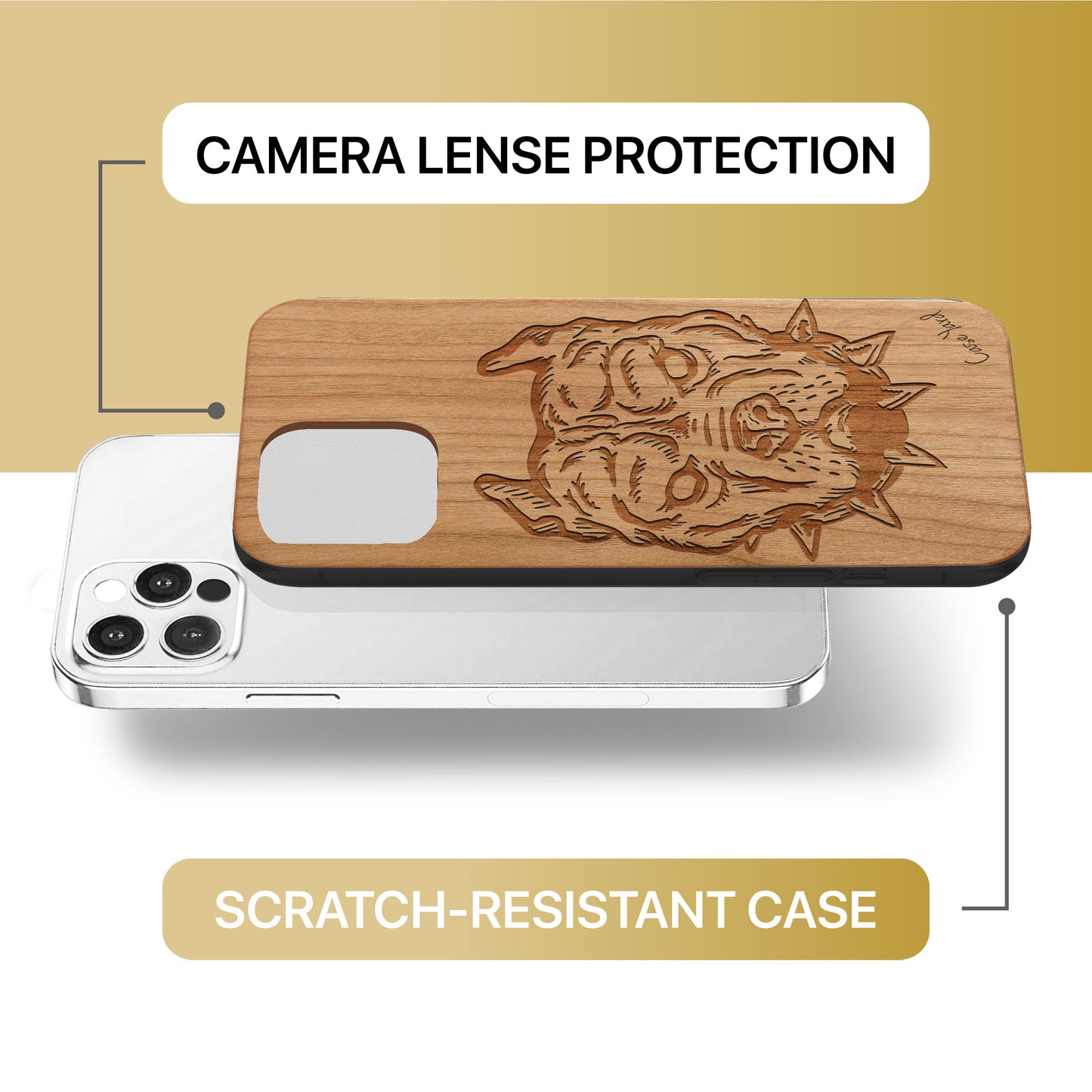 Pitbull Wooden Laser Engraved Phone Case for iPhone