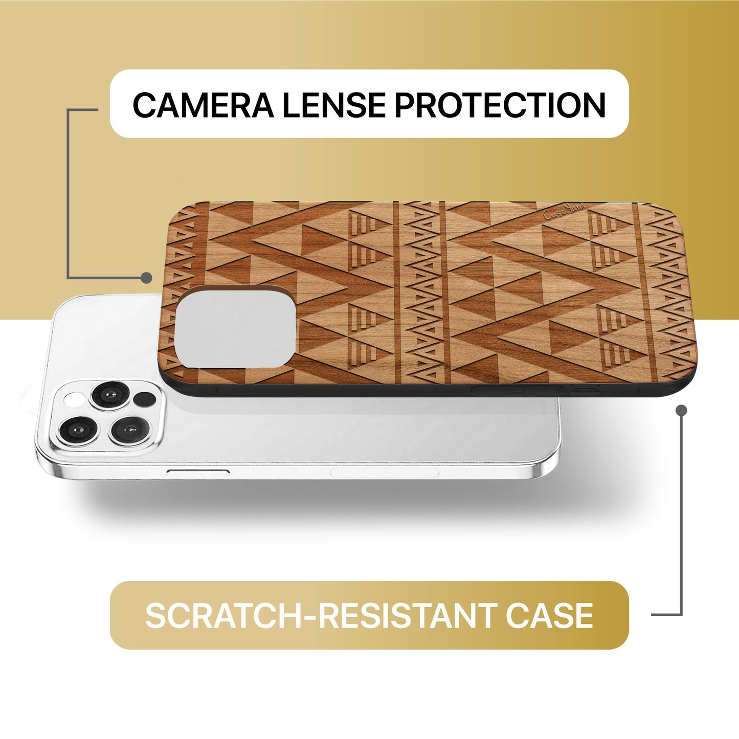 Negative Triangle Pattern Wooden Laser Engraved Phone Case for iPhone